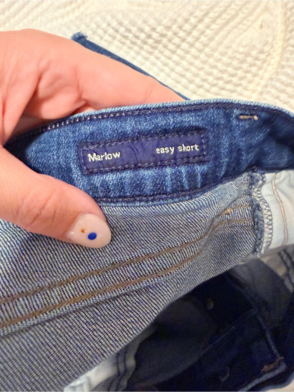 Citizens Of Humanity Dark Blue High-Rise Frayed Jean Shorts - Picture 7 of 9